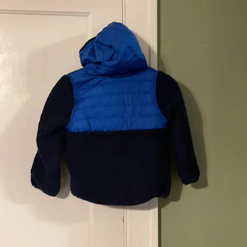 #12 1 Madison Sherpa Pullover Winer Jacket with Hood & Pront Pouch Blue Size 5